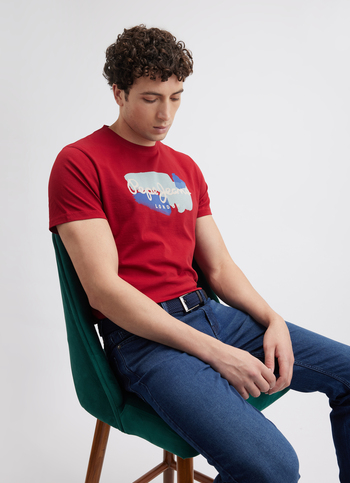 Men Red Graphic Print Short Sleeve T-shirt