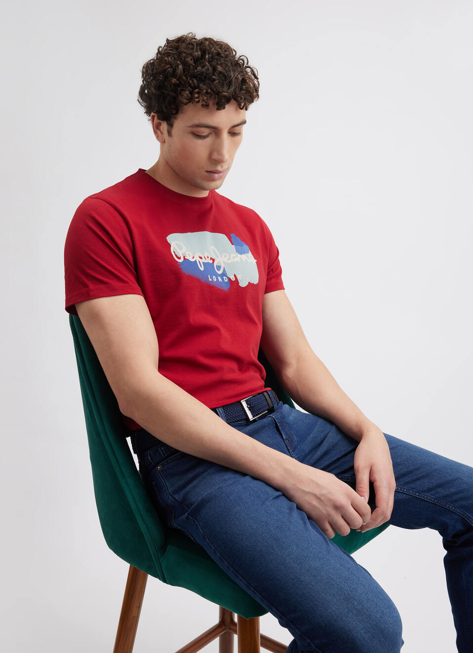 Men Red Graphic Print Short Sleeve T-shirt, , large image number 0