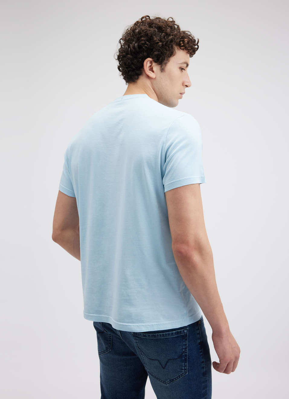 Men Blue Graphic Print Short Sleeve T-shirt, , large image number 2