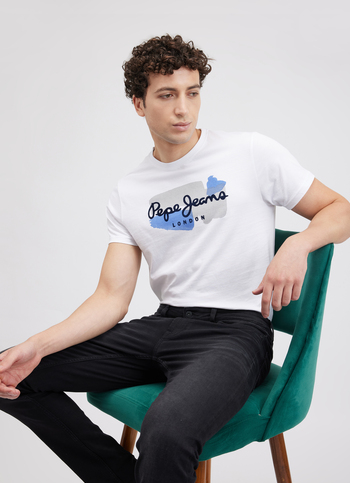 Men White Graphic Print Short Sleeve T-shirt