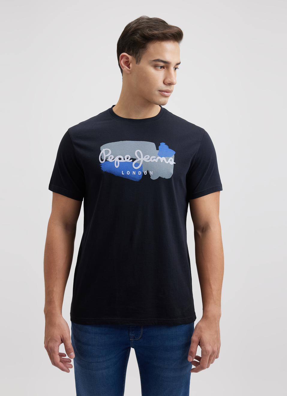 Men Black Graphic Print Short Sleeve T-shirt, , large image number 1