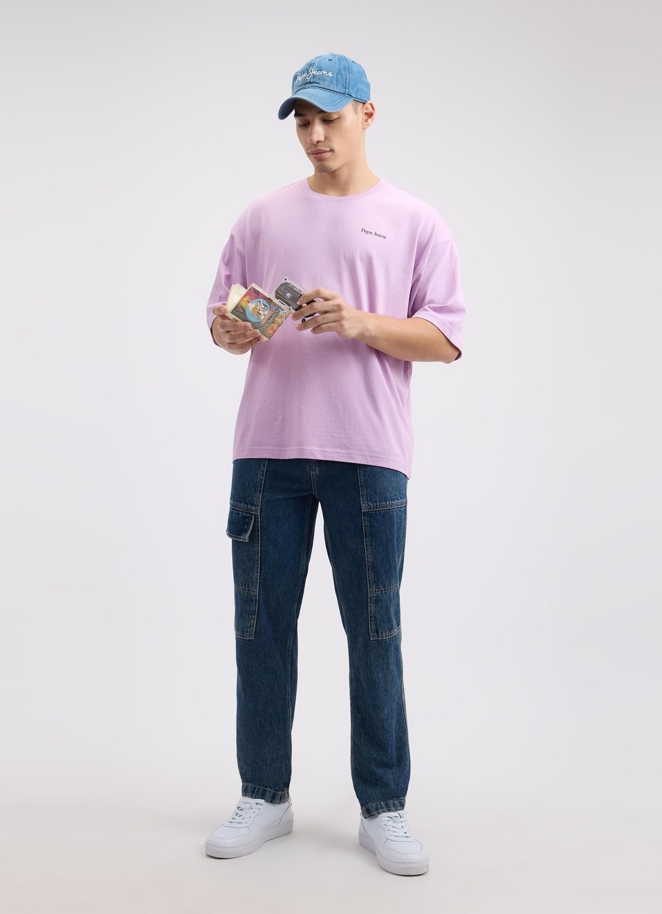 Men Purple Back Print Short Sleeve Oversized T-shirt, , large image number 5