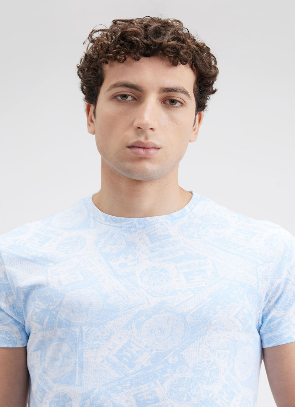 Men Blue All Over Print Short Sleeve T-shirt, , large image number 4