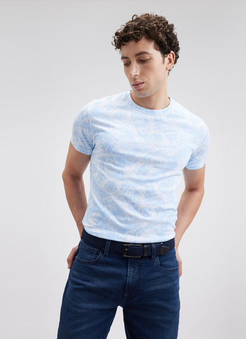Men Blue All Over Print Short Sleeve T-shirt