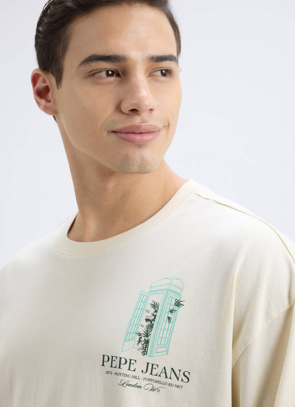 Men Off White Back Print Short Sleeve Oversized T-shirt, , large image number 4