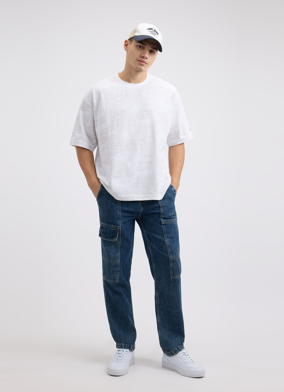 Men White Graphic Print Short Sleeve Oversized T-shirt, , large image number 6