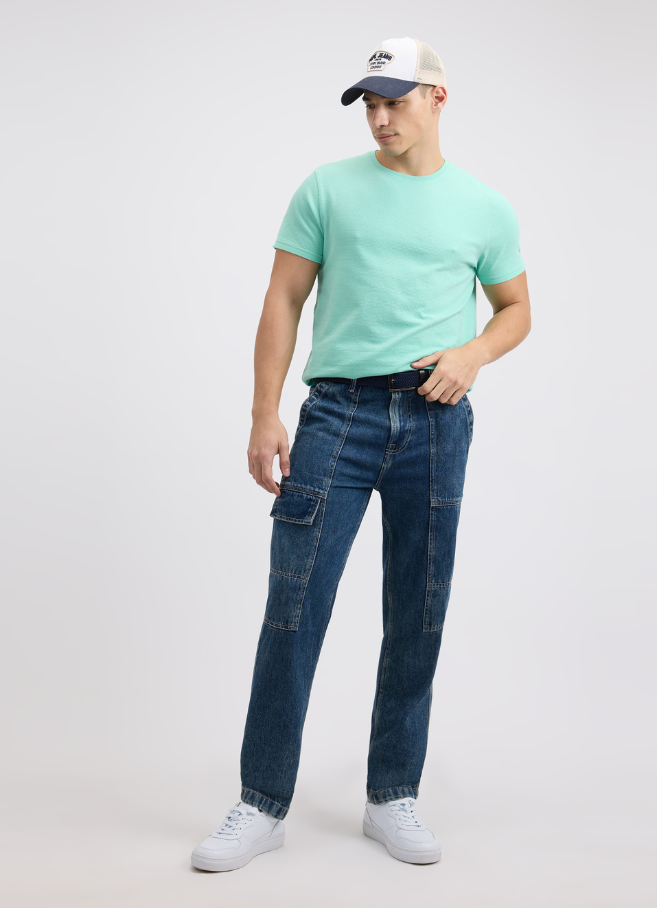 Men Green Self Structured Short Sleeve T-shirt, , large image number 5