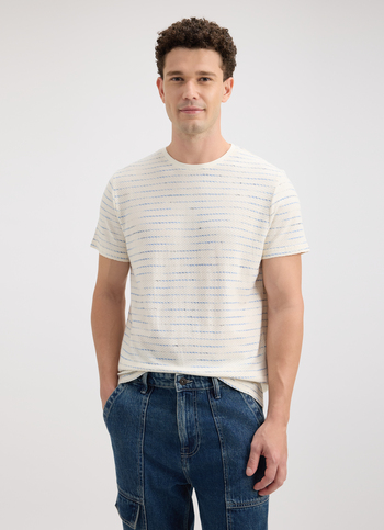 Men Off White Stripe Short Sleeve T-shirt