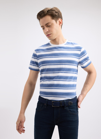 Men Blue Stripe Short Sleeve T-shirt