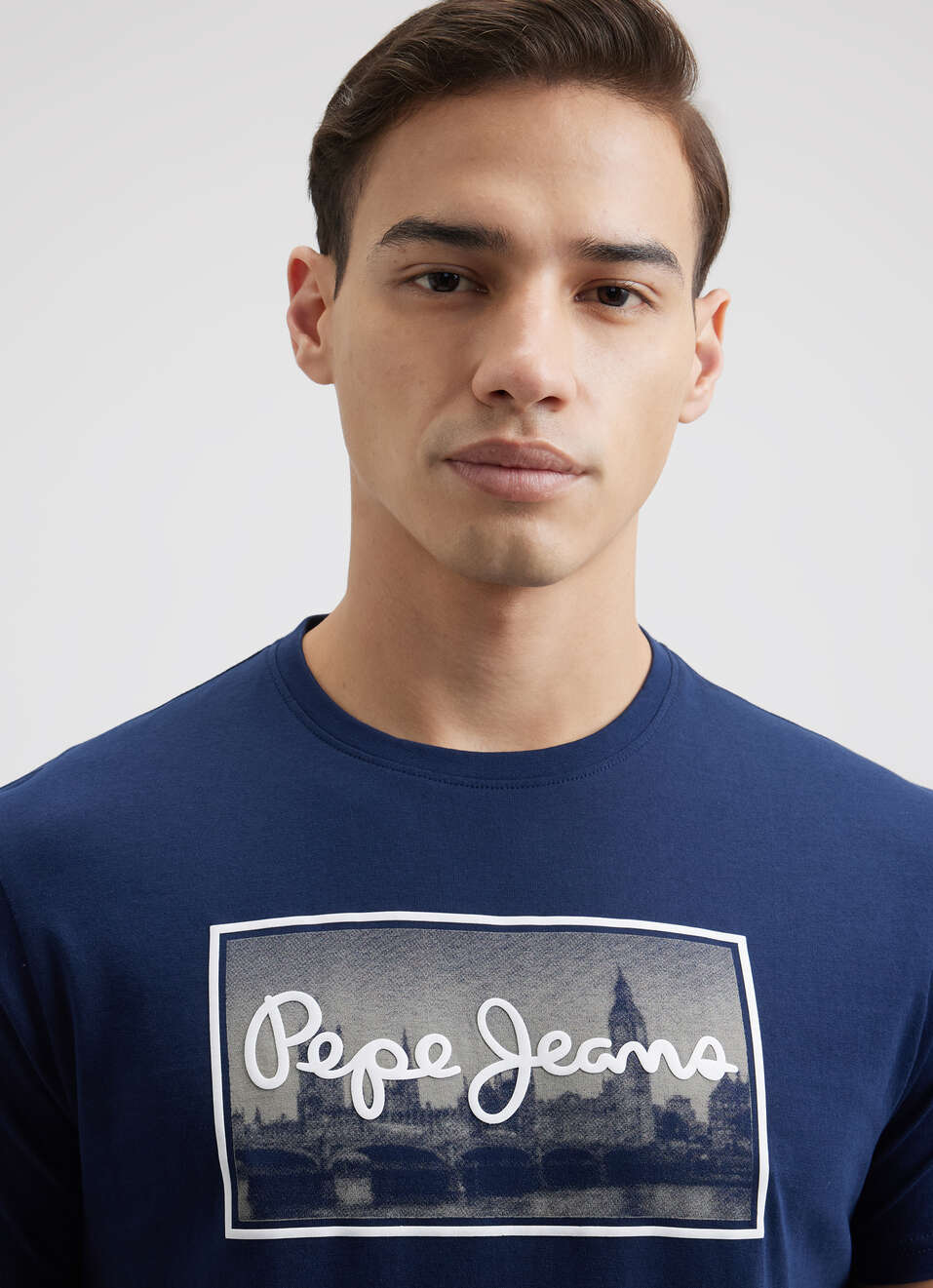 Men Navy Graphic Print Short Sleeve T-shirt, , large image number 4