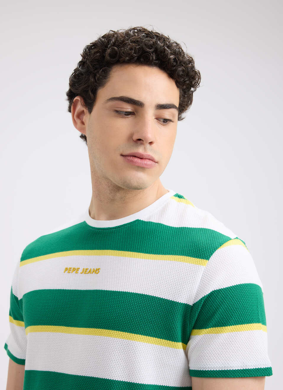 Men Green Stripe Sporty Short Sleeve T-shirt, , large image number 4