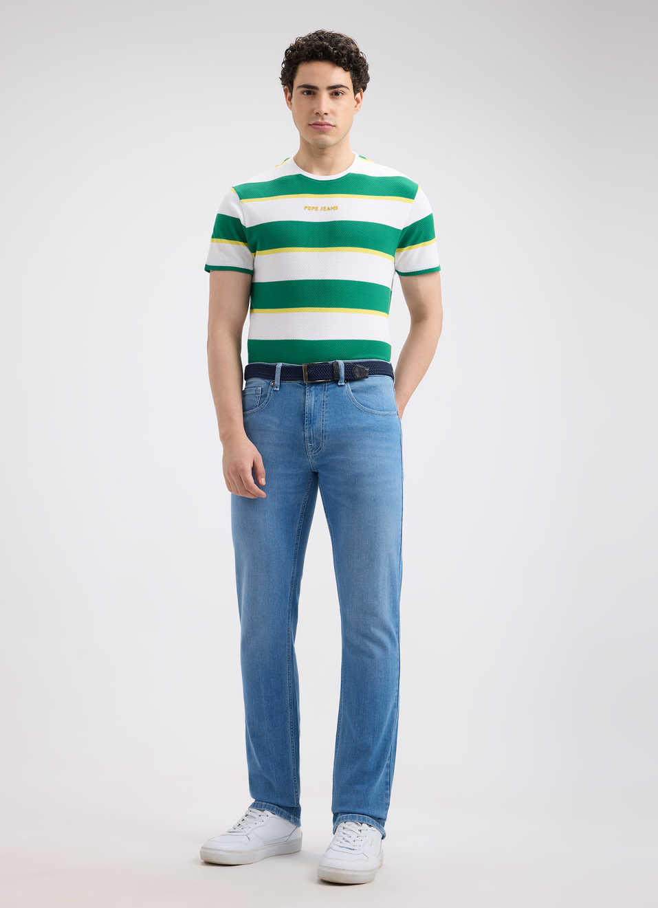 Men Green Stripe Sporty Short Sleeve T-shirt, , large image number 5