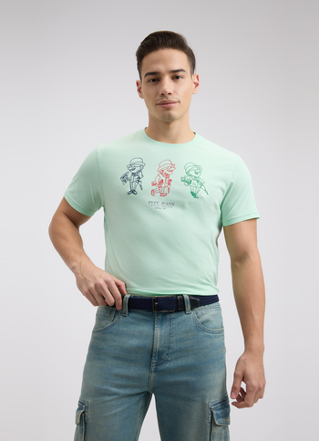 Men Green Graphic Print Short Sleeve T-shirt
