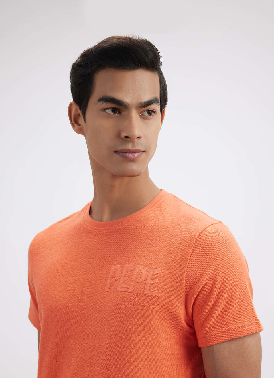 Men Orange Embroidered Short Sleeve T-shirt, , large image number 4