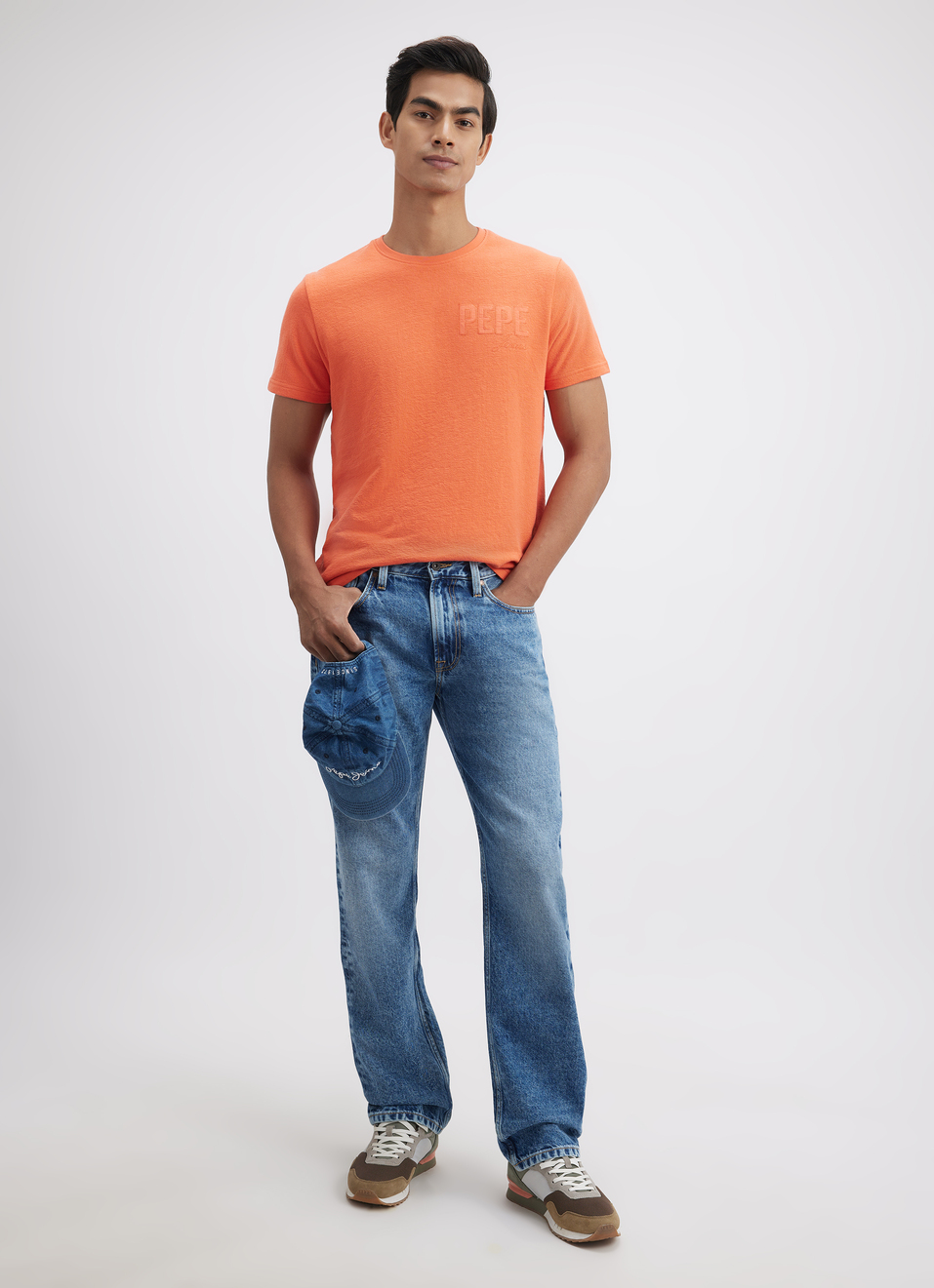 Men Orange Embroidered Short Sleeve T-shirt, , large image number 5