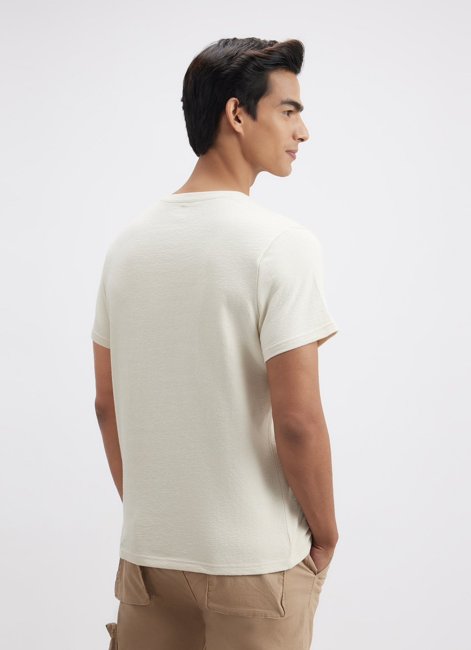 Men White Embroidered Short Sleeve T-shirt, , large image number 2