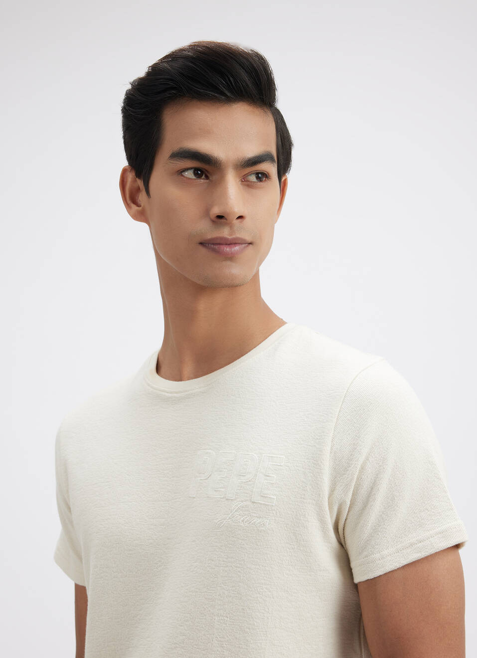 Men White Embroidered Short Sleeve T-shirt, , large image number 4