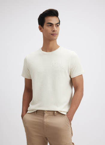 Men White Embroidered Short Sleeve T-shirt