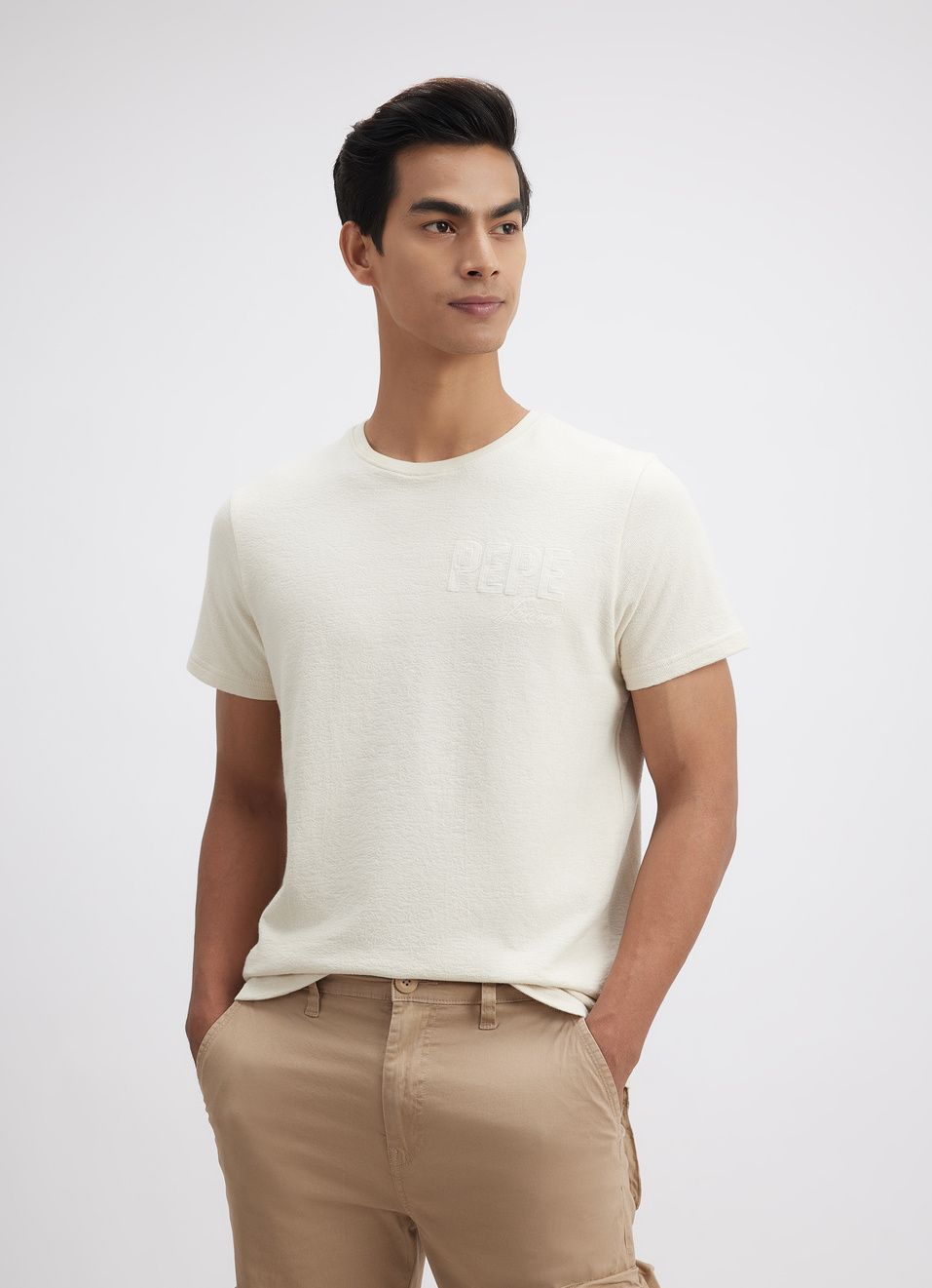 Men White Embroidered Short Sleeve T-shirt, , large image number 0