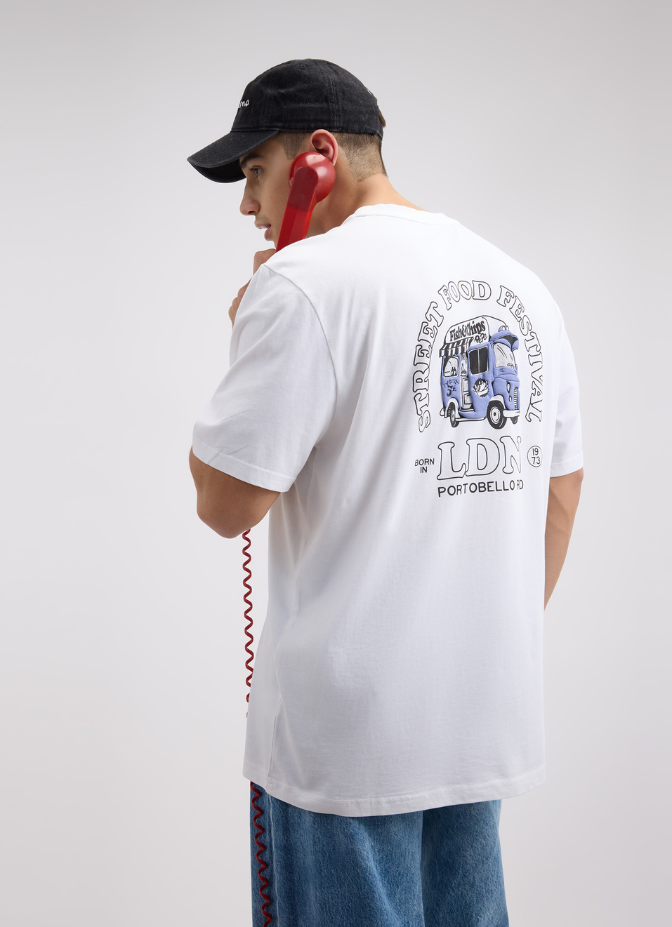 Men White Back Print Short Sleeve T-shirt, , large image number 0