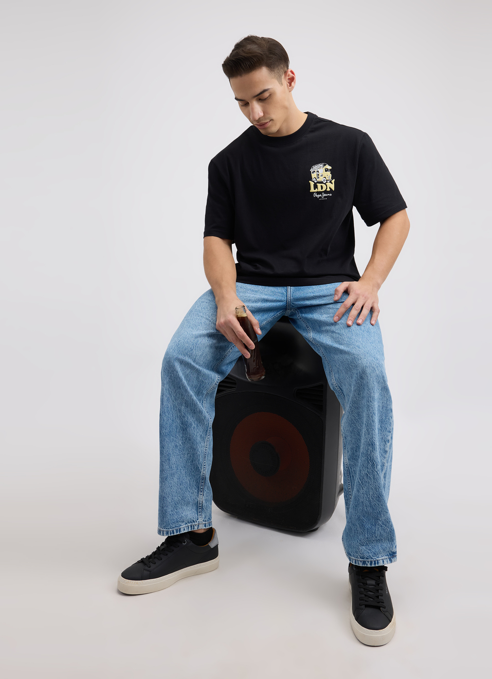 Men Black Back Print Short Sleeve T-shirt, , large image number 5