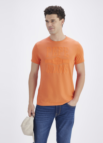 Men Orange Graphic Print Short Sleeve T-shirt