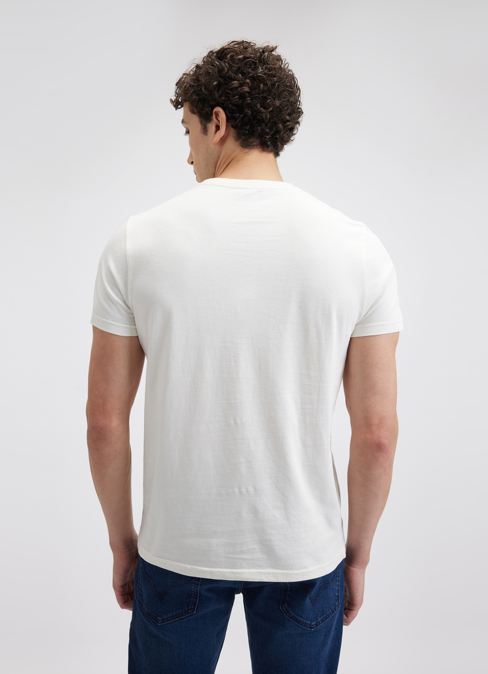 Men Off White Graphic Print Short Sleeve T-shirt, , large image number 1