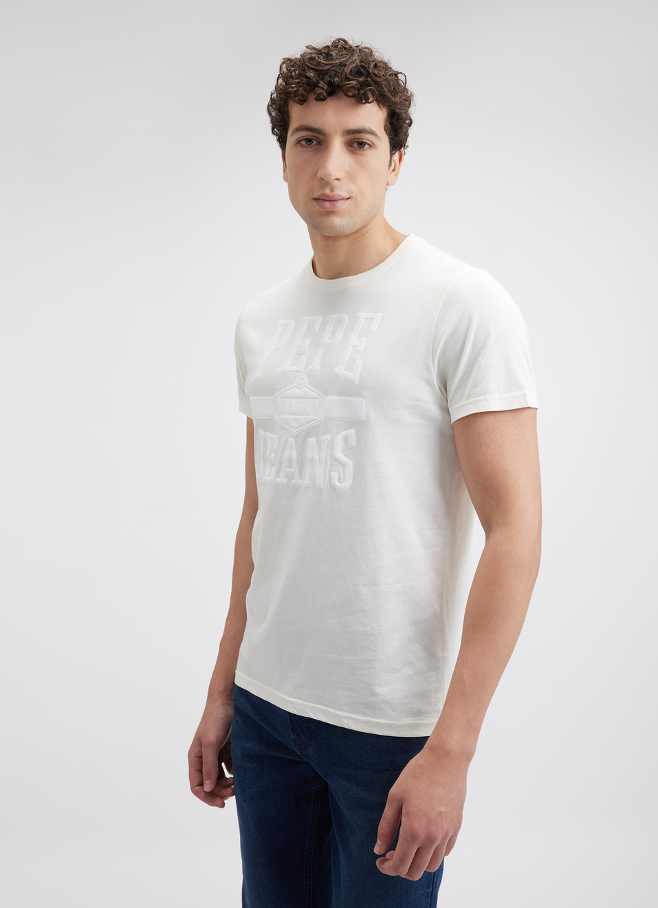 Men Off White Graphic Print Short Sleeve T-shirt, , large image number 2