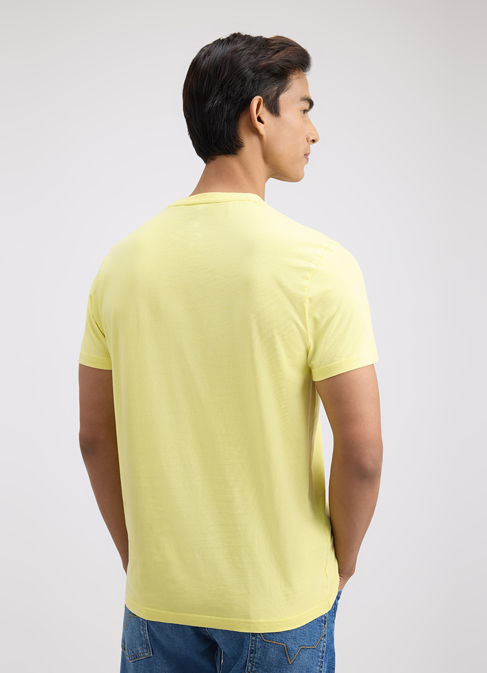 Men Yellow Overdye Patch Pocket Short Sleeve T-shirt, , large image number 2