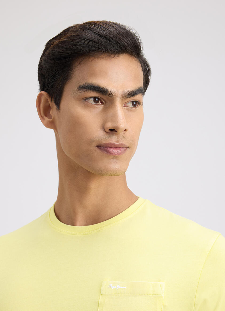 Men Yellow Overdye Patch Pocket Short Sleeve T-shirt, , large image number 4