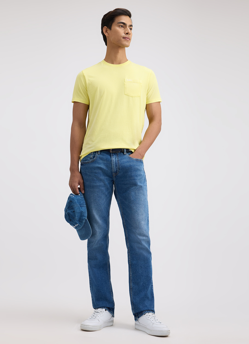 Men Yellow Overdye Patch Pocket Short Sleeve T-shirt, , large image number 5