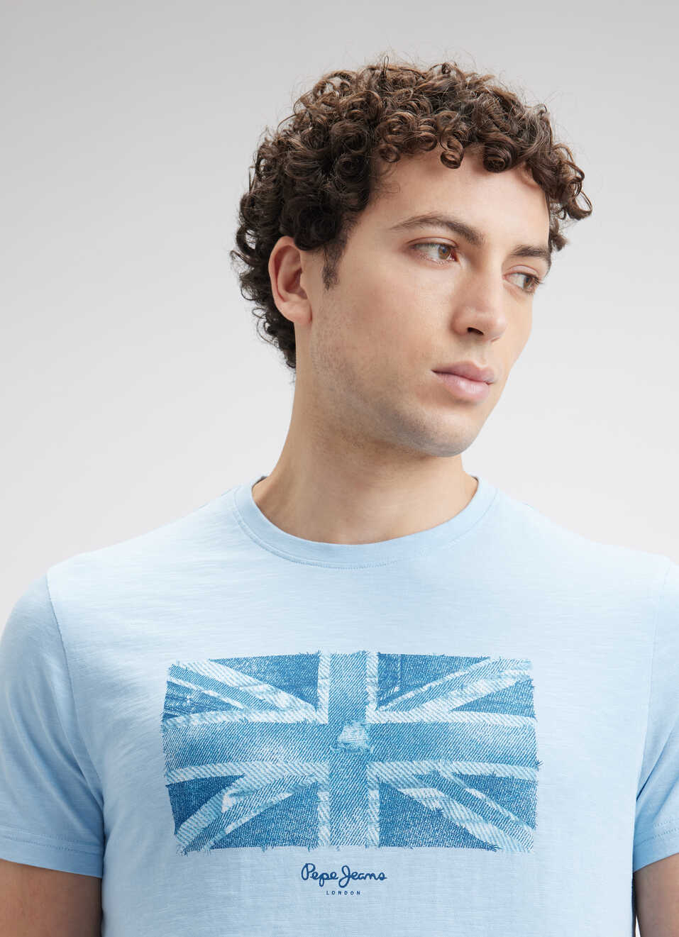 Men Blue Union Jack Print Short Sleeve T-shirt, , large image number 4