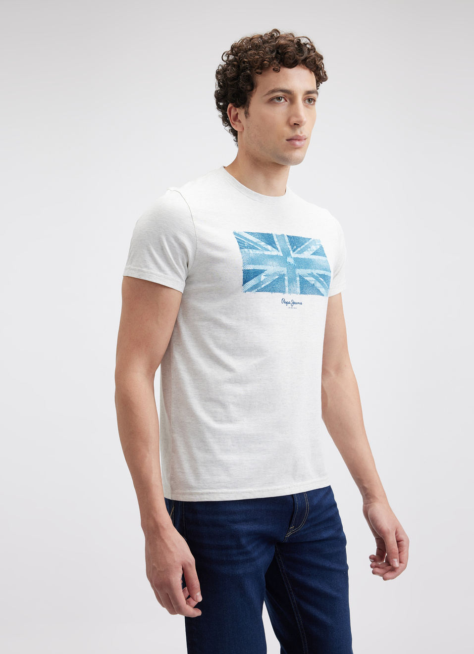 Men Ecru Union Jack Print Short Sleeve T-shirt, , large image number 3