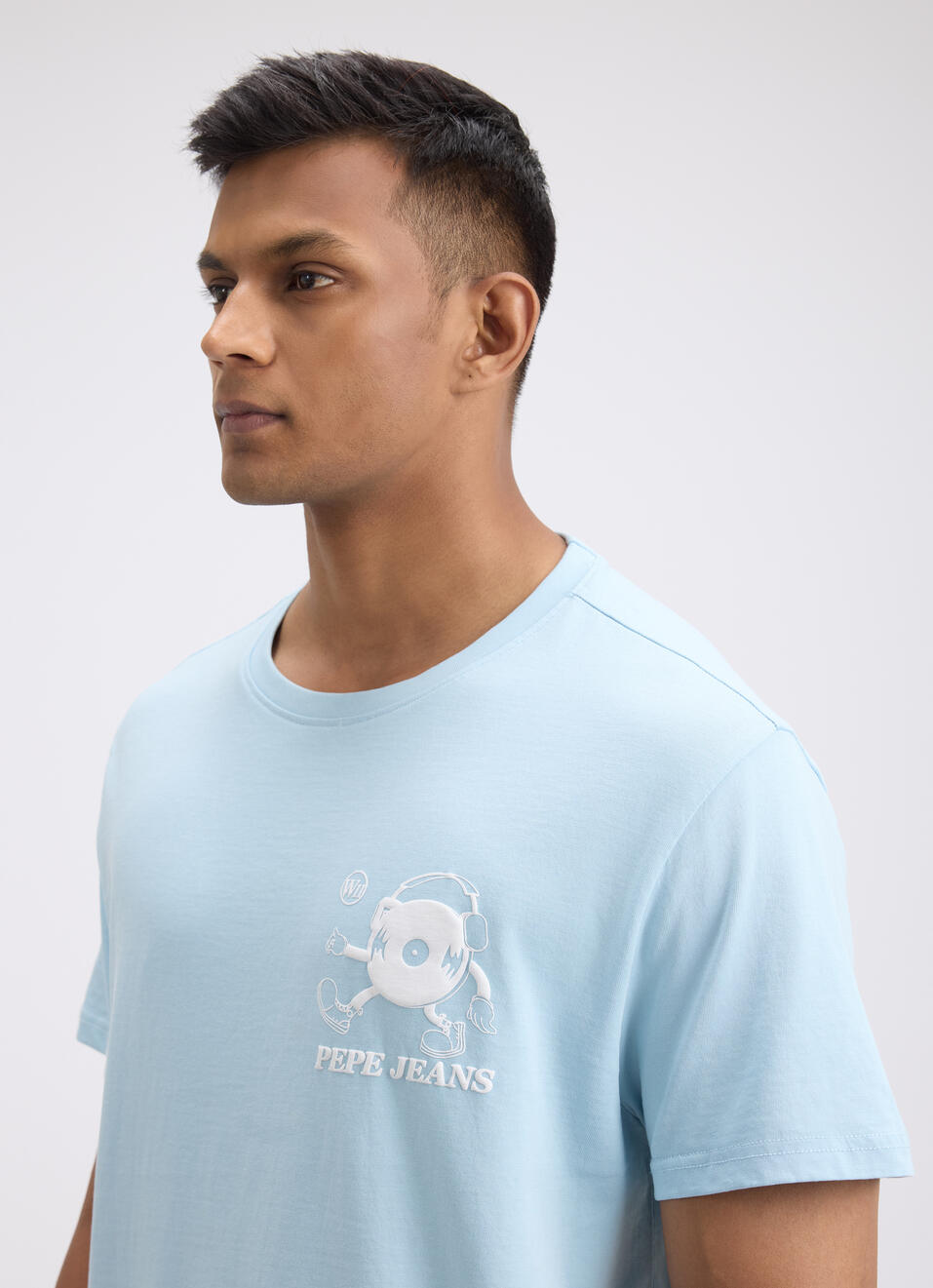 Men Blue Back Print Short Sleeve Oversized T-shirt, , large image number 4