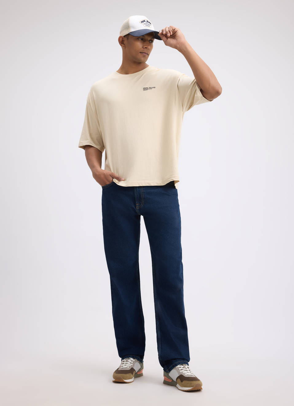 Men White Back Print Short Sleeve Oversized T-shirt, , large image number 5