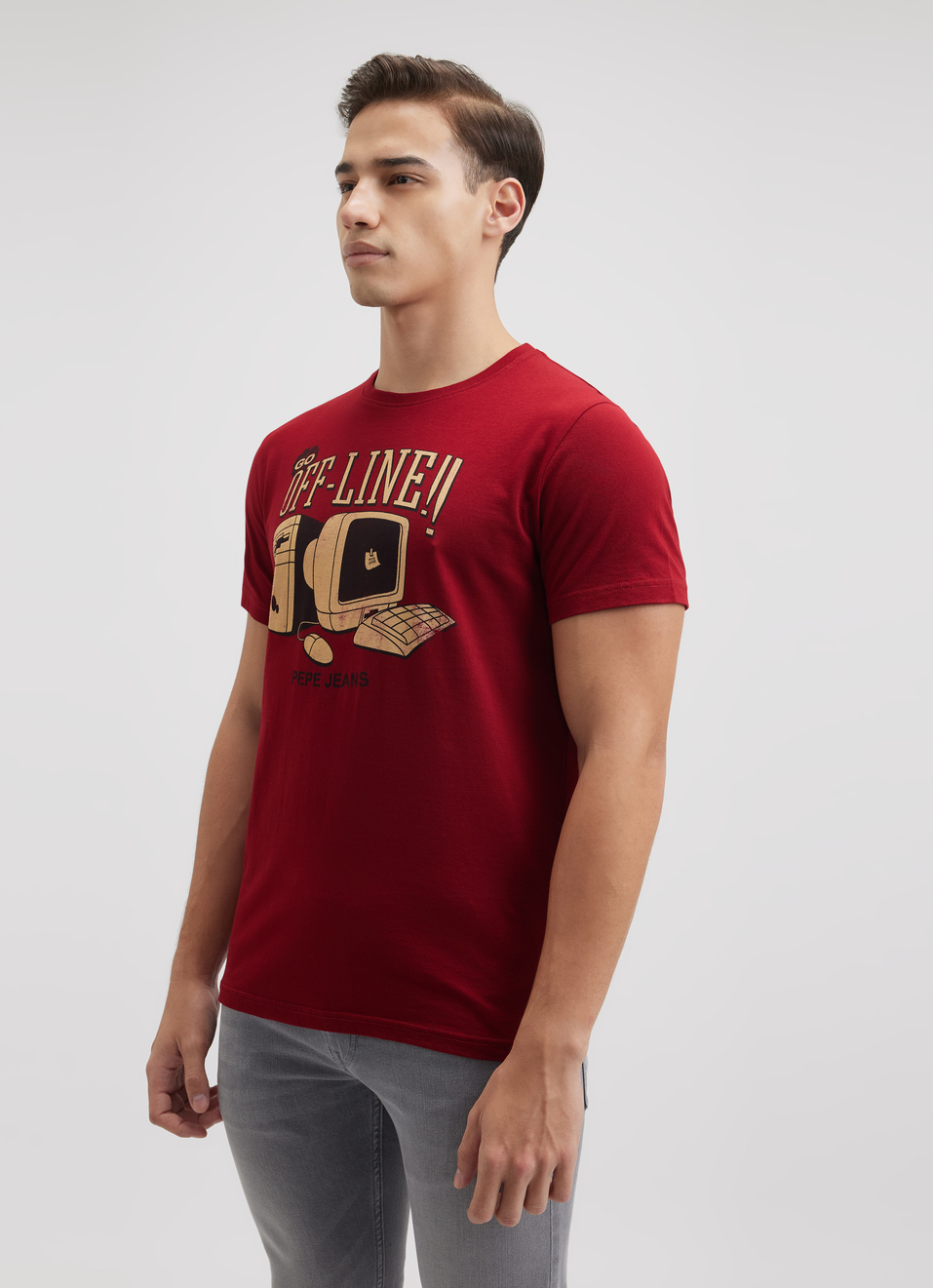 Men Red Graphic Print Short Sleeve T-shirt, , large image number 3