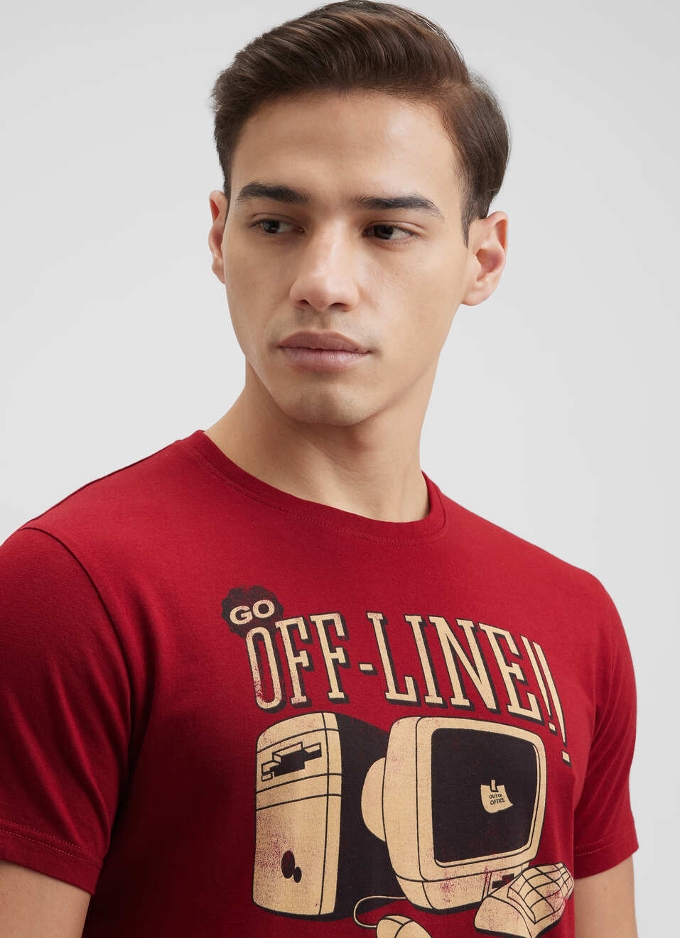 Men Red Graphic Print Short Sleeve T-shirt, , large image number 4