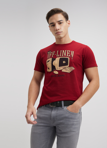 Men Red Graphic Print Short Sleeve T-shirt