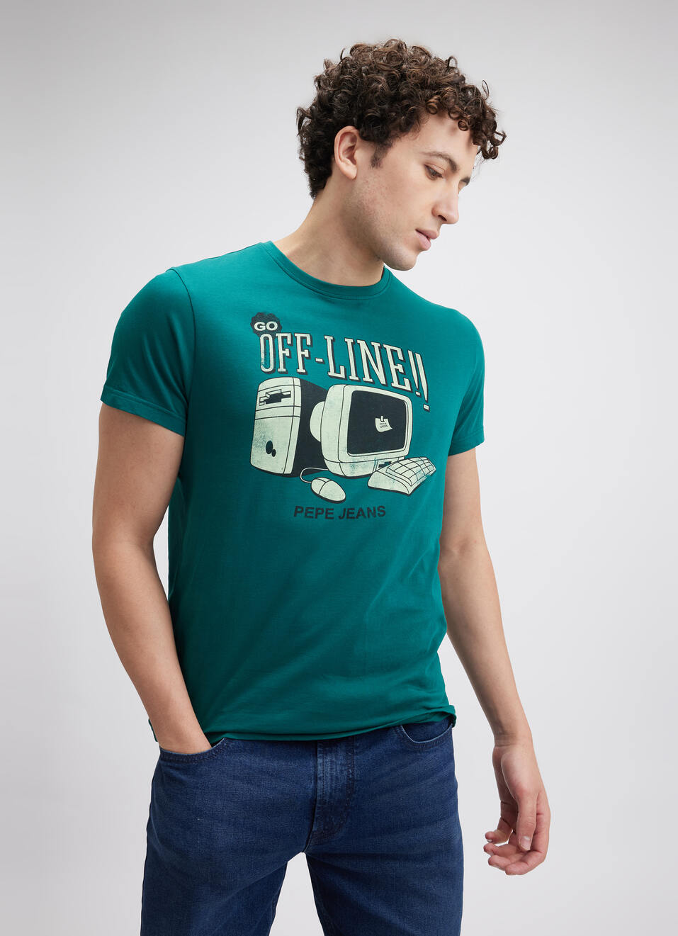 Men Green Graphic Print Short Sleeve T-shirt, , large image number 1