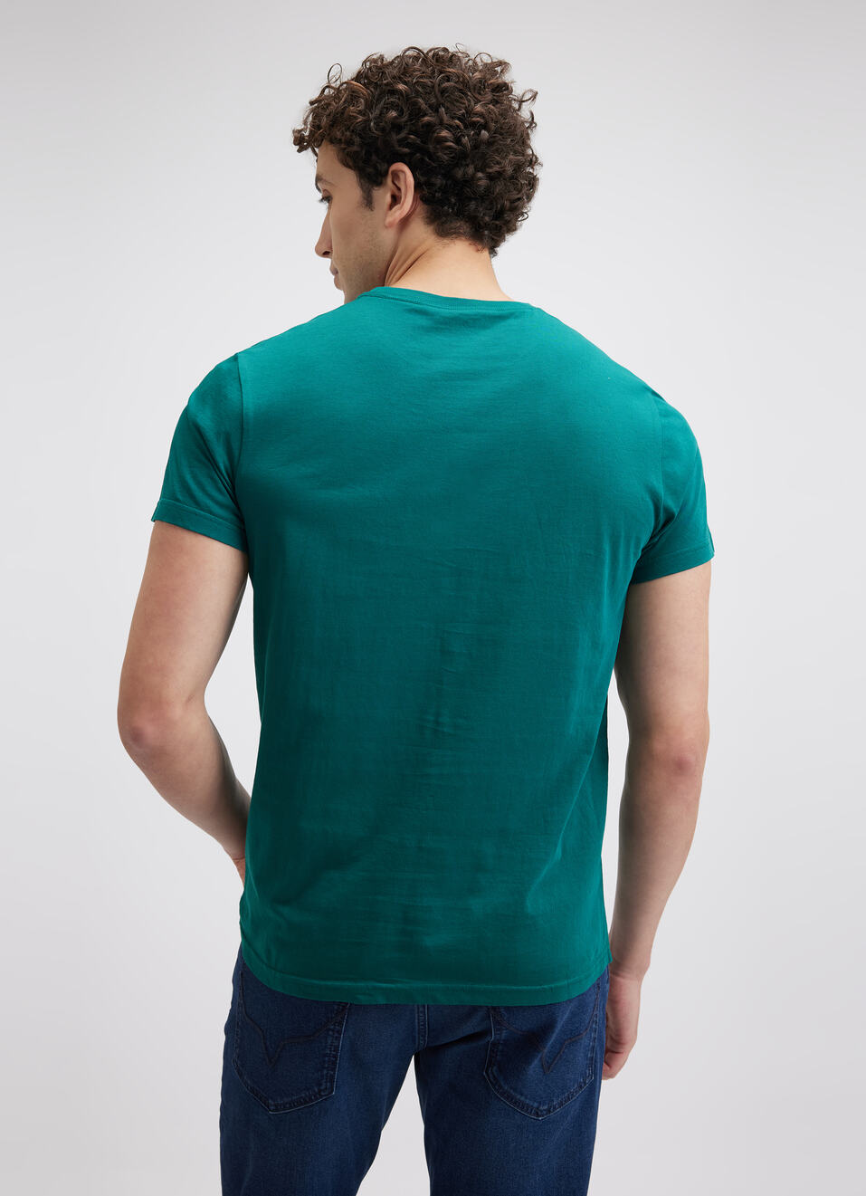 Men Green Graphic Print Short Sleeve T-shirt, , large image number 2