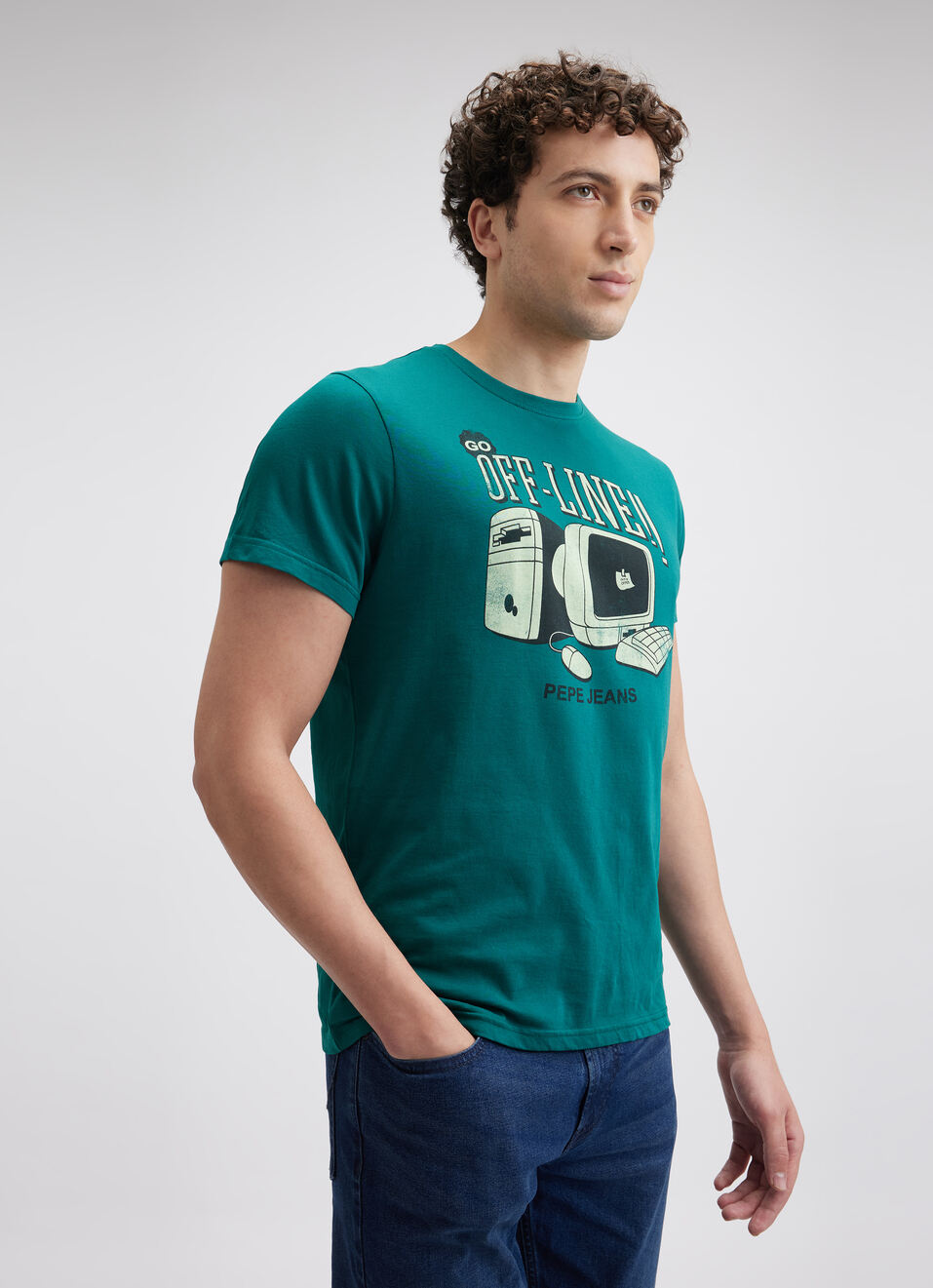 Men Green Graphic Print Short Sleeve T-shirt, , large image number 3