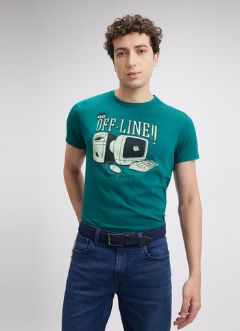 Men Green Graphic Print Short Sleeve T-shirt
