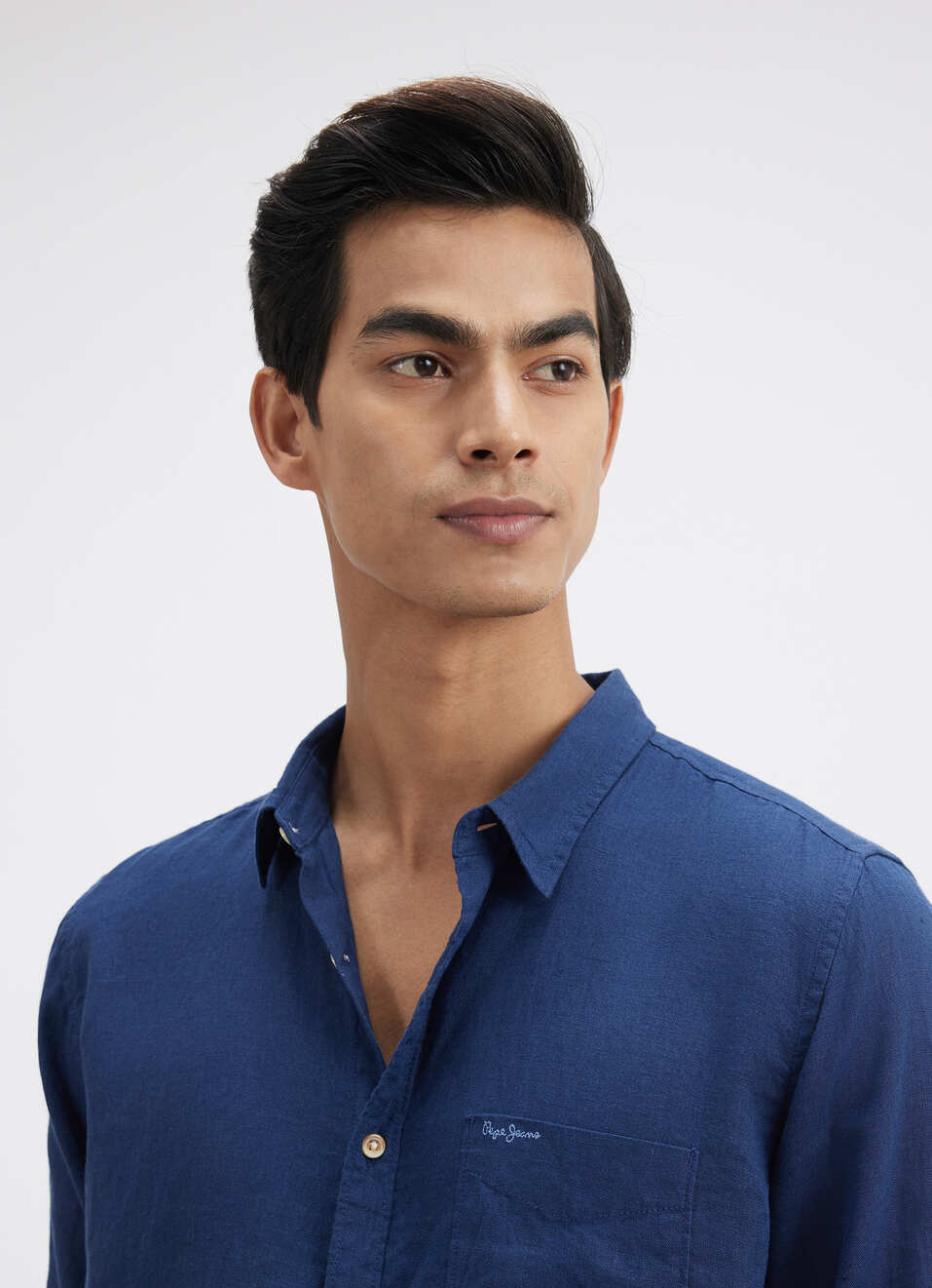 Men Blue Pure Linen Full Sleeve Shirt, , large image number 4