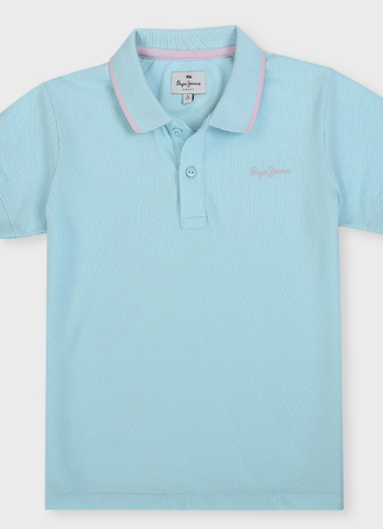 Boys Green Ribbed Collar Short Sleeve Polo