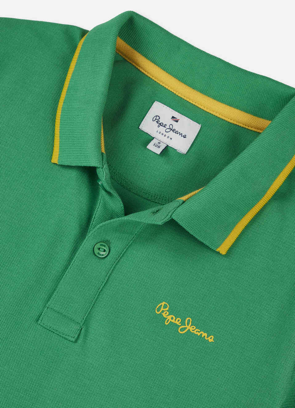Boys Green Ribbed Collar Short Sleeve Polo, , large image number 2