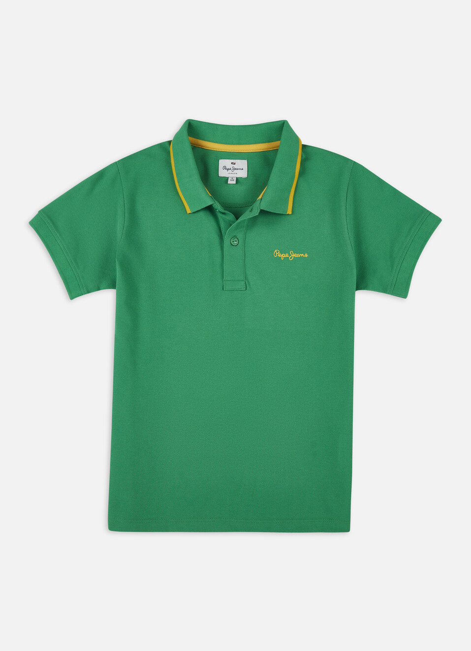 Boys Green Ribbed Collar Short Sleeve Polo, , large image number 0