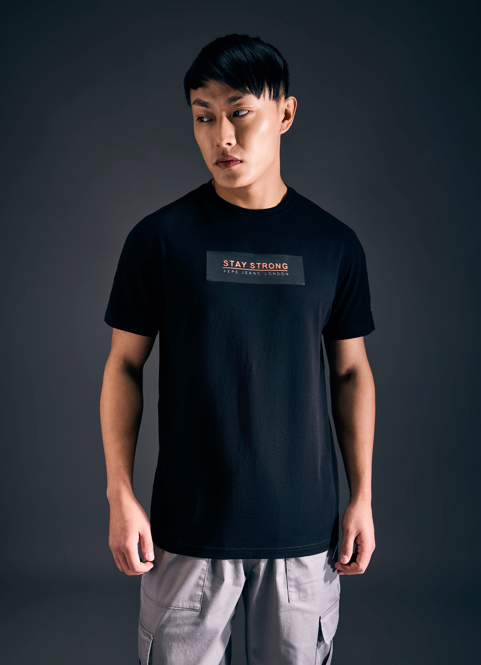 Men Black Graphic Print Short Sleeve Stretch T-shirt, , large image number 1