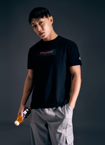 Men Black Graphic Print Short Sleeve Stretch T-shirt