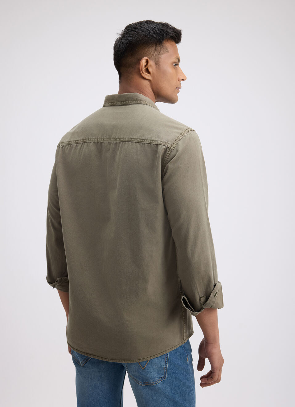 Men Green Overdyed Full Sleeve Cargo Shirt, , large image number 2