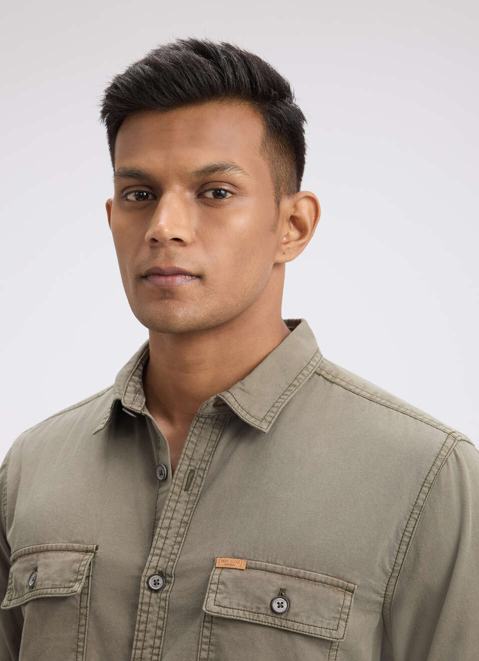 Men Green Overdyed Full Sleeve Cargo Shirt, , large image number 4